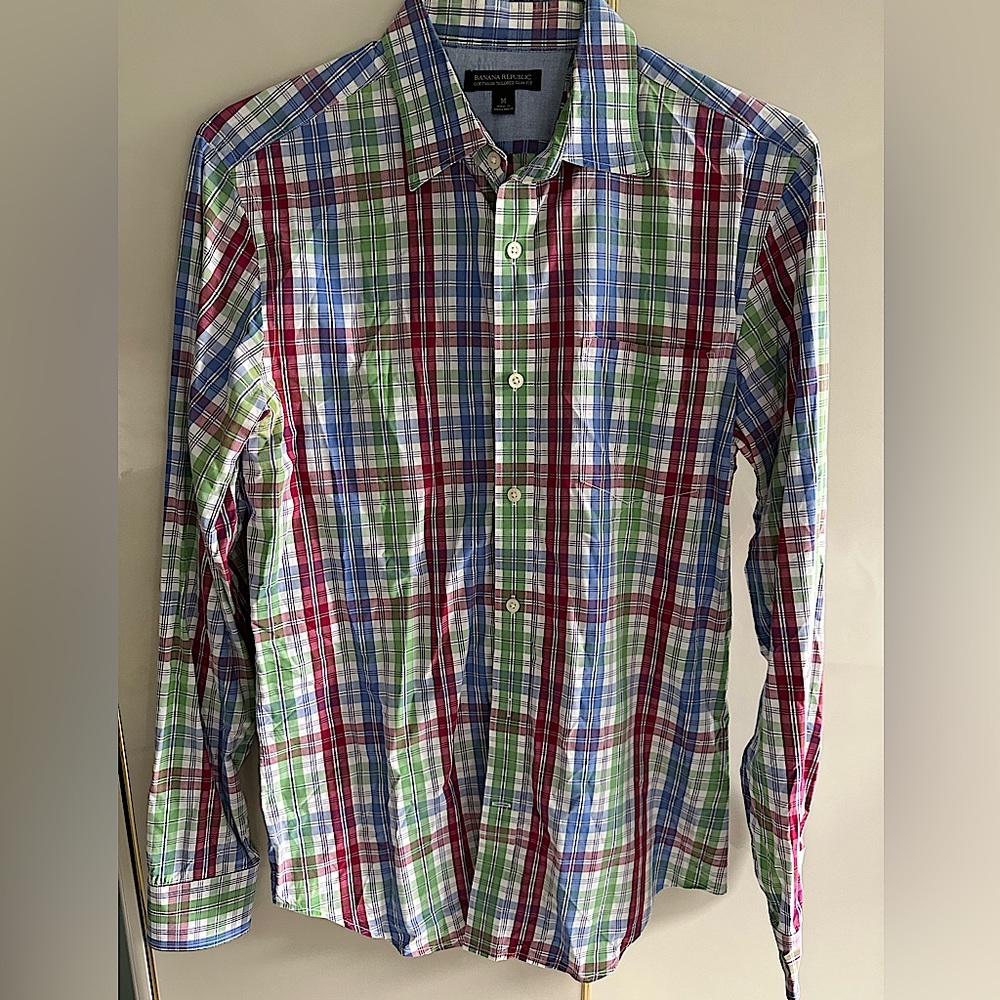 Banana Republic tailored slim fit plaid cotton shirt-M